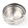 Lixada 3pcs Stainless Steel Combination Cookware Set Camping Kitchenware Pan Pot with Folding Handle for Outdoor Hiking Picnic 5