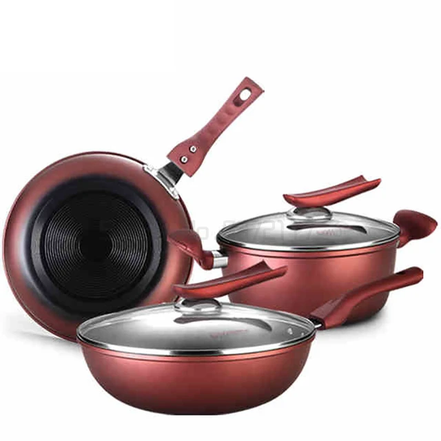 Luxury Green Household Non Stick Pot Set Gift Pot Soup Frying Pan Induction  Cooker Universal Set Pots Sets for Cooking - AliExpress