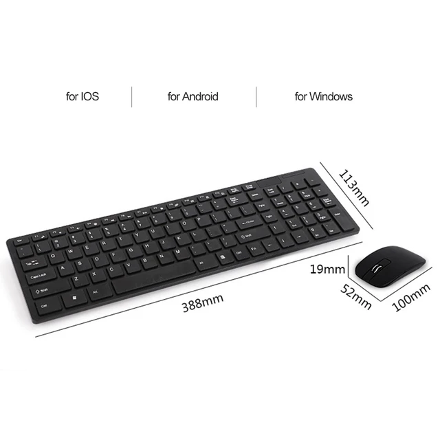 K-06 2.4G Wireless Keyboard and Mouse Combo Computer Keyboard with Mouse Plug and Play Black Keyboard Mouse for Laptop 6