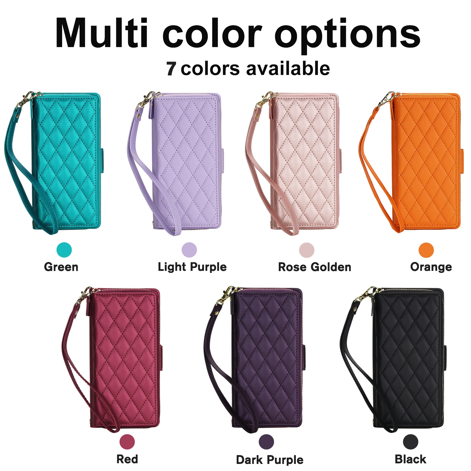 Sleek Zipper Wallet Crossbody Case with Detachable Wrist Strap