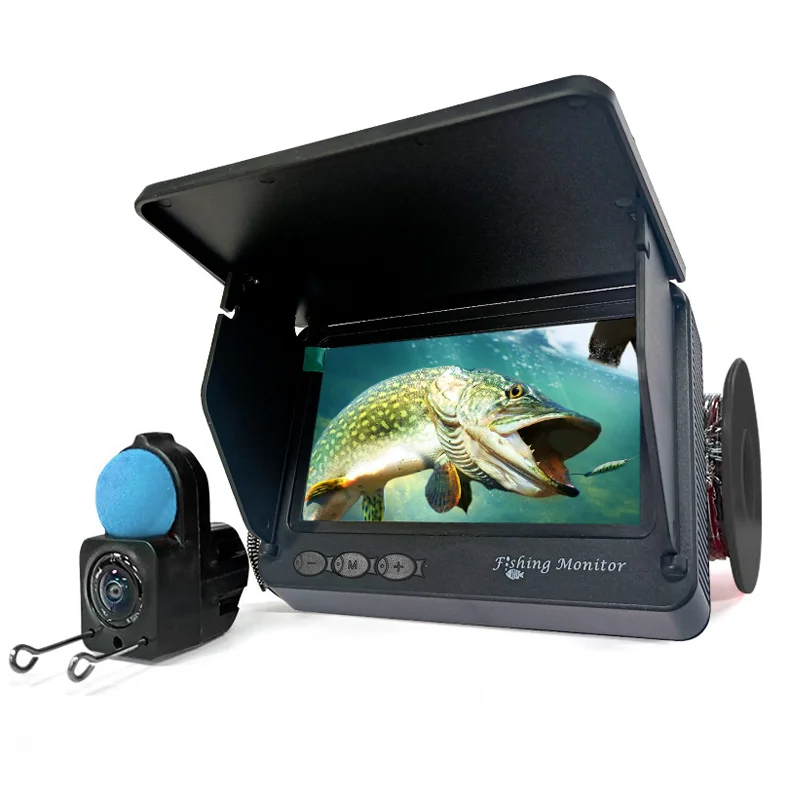 Localizador portátil da profundidade dos peixes com visão noturna, LCD subaquático, câmera portátil da pesca, 220 °, 1080p, 4,3