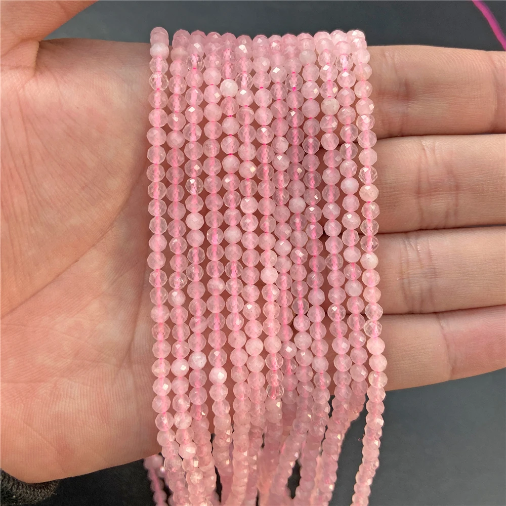 AAA Pink Rutile Micro Faceted 3mm Beads -RB0430 - 5 Stands in 2023