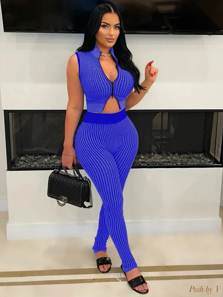 Leosoxs Fitness Zip Women Tracksuit Piece Set Stripe Casual