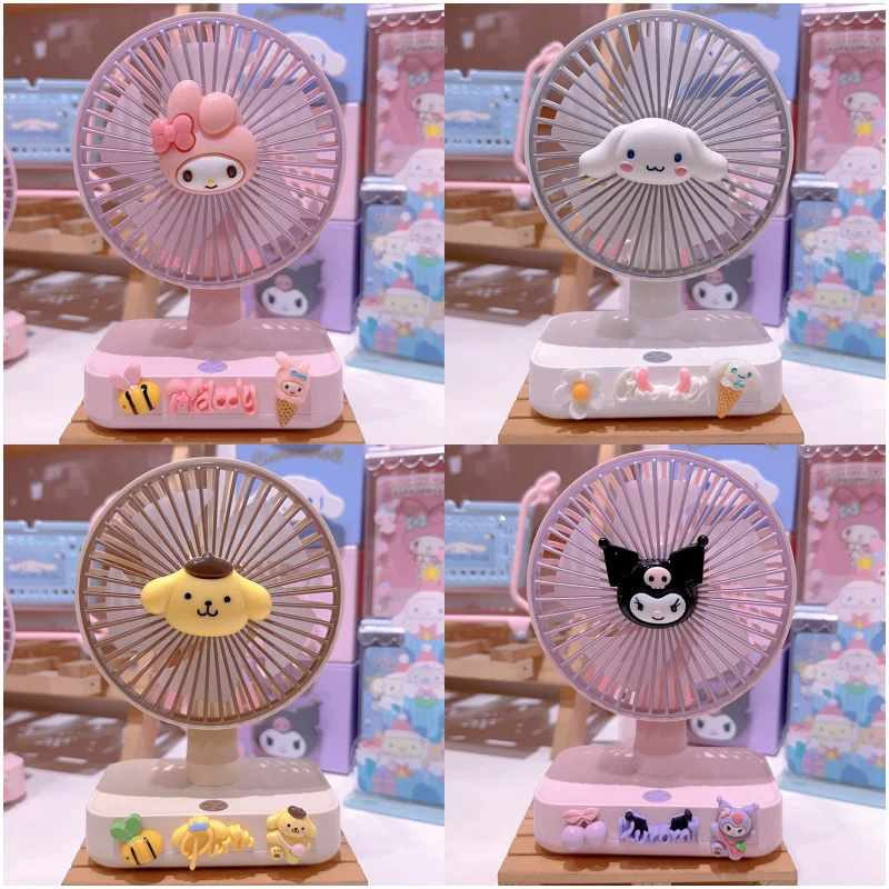 

Sanrios аниме мультфильм My Melody Cinnamoroll Kuromi HelloKittys Purin Dog Настольный веер для телефона USB зарядка маленьких вентиляторов