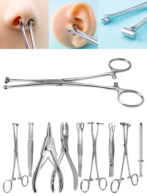 1pc Surgical Steel Body Piercing Plier Clamp Different Open Shape Tweezers  Forceps Professional Navel Nose Septum Piercing Tool