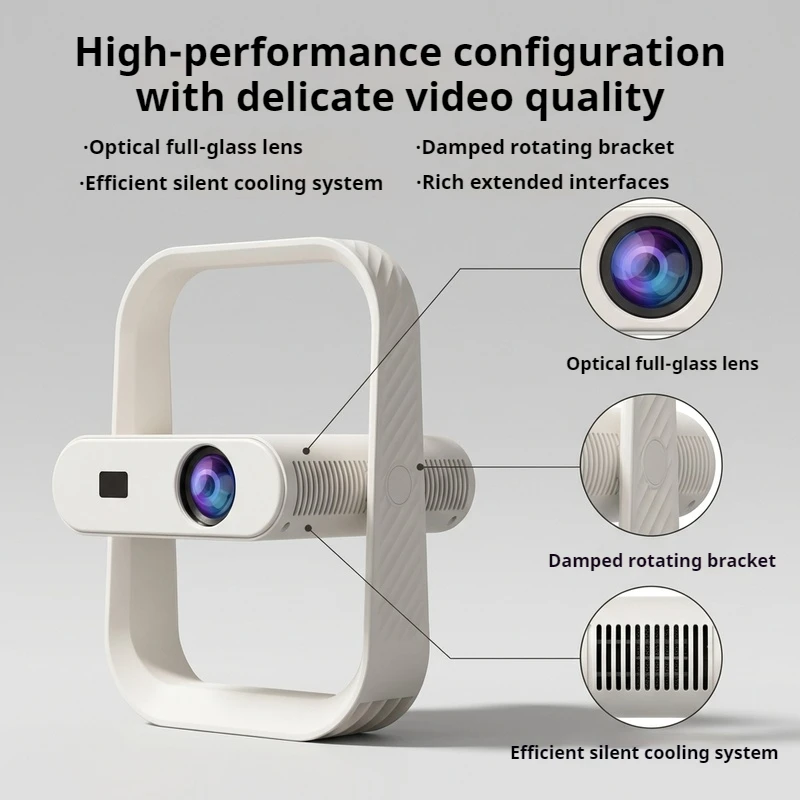 2026 HY370 스마트 프로젝터 안드로이드 오토 포커스 8K UHD BT5.4 WIFI6 70mm 초슬림 RGB 앰비언트 라이트 하이파이 스피커 홈시네마용