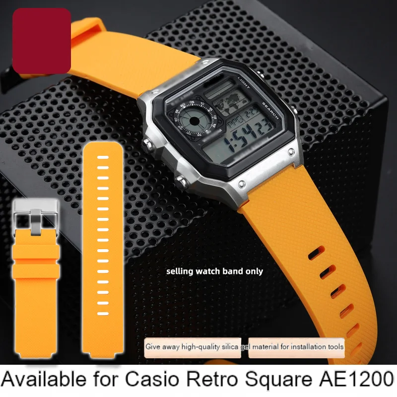 Cinturino Per Orologio In Silicone Impermeabile Per Casio Small Square Series Ae-1300/Ae-1200/W-216 Bracciale Di Ricambio Da Uomo 18Mm