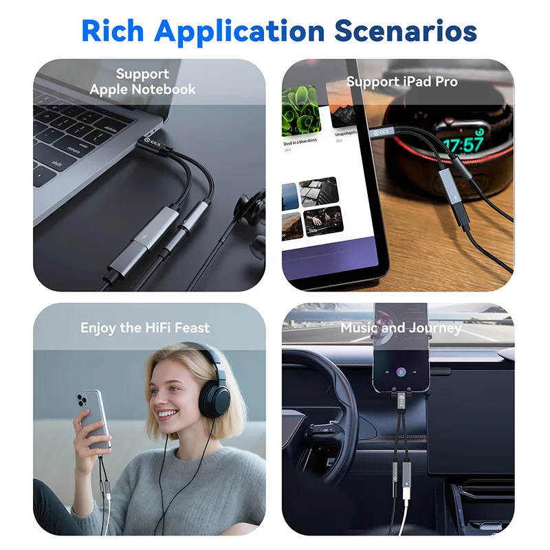USB-C Audio and Charging Splitter Dongle with 3.5mm Headphone Jack and 15W Power Delivery