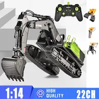 HUINA 1593 1:14 RC Alloy Excavator 22CH Big Screw drive Simulation Excavator Remote Control Track Engineering Vehicle Toy boy 1