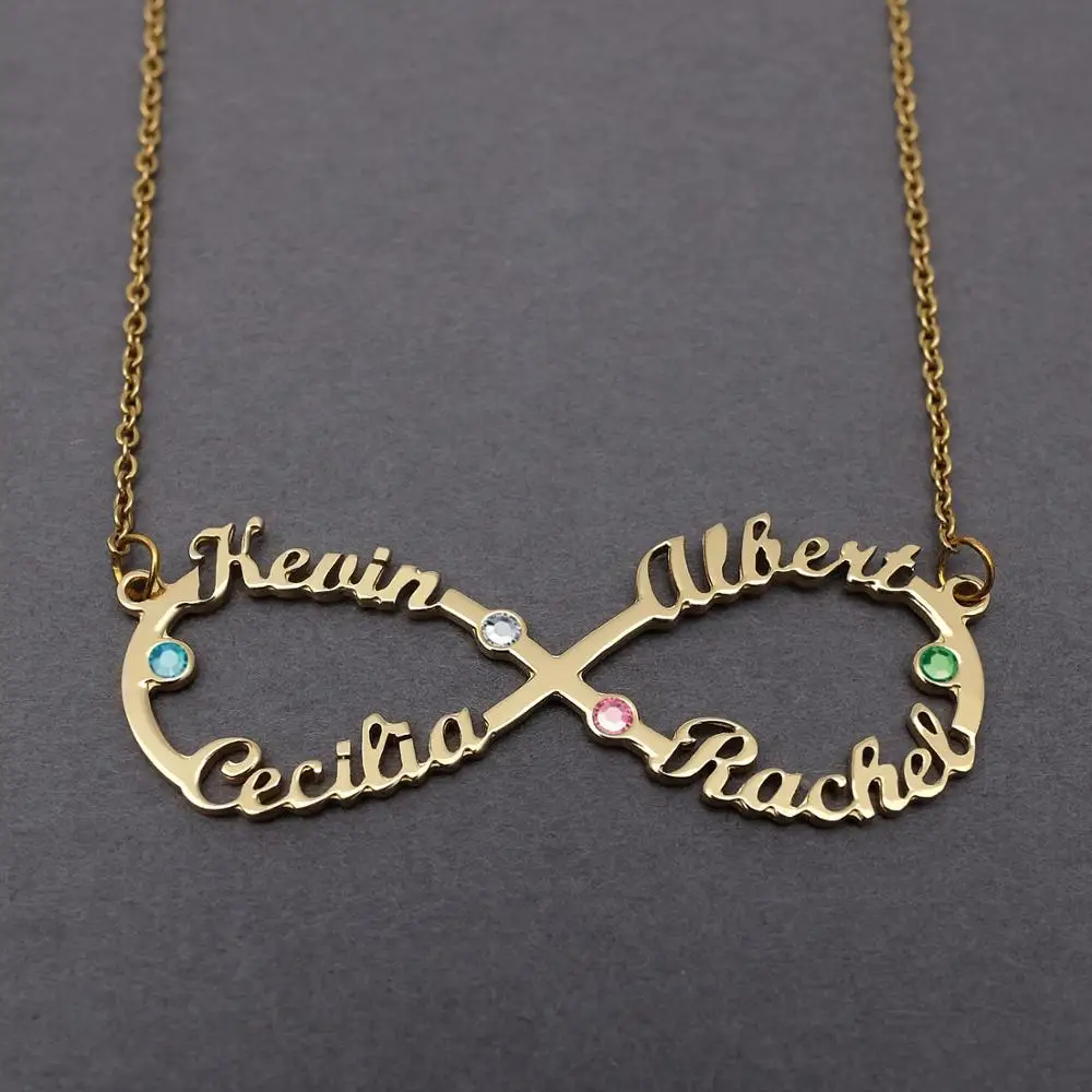 

Personalized Heart Nameplate Pendant Custom Infinity Name Necklace Boho Jewelry Cross Necklace Bridesmaid Gifts With Birthstone