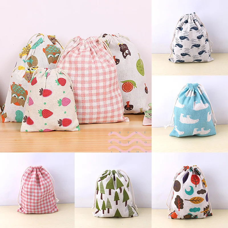 1PC Printed Cotton Drawstring Pocket Storage Bag Sundry Underwear Travel Gift Bags Cloth Shoes Storage Handbag Makeup Case 10 S340b9dcb90c34fbf96a3e44eb6dc44621