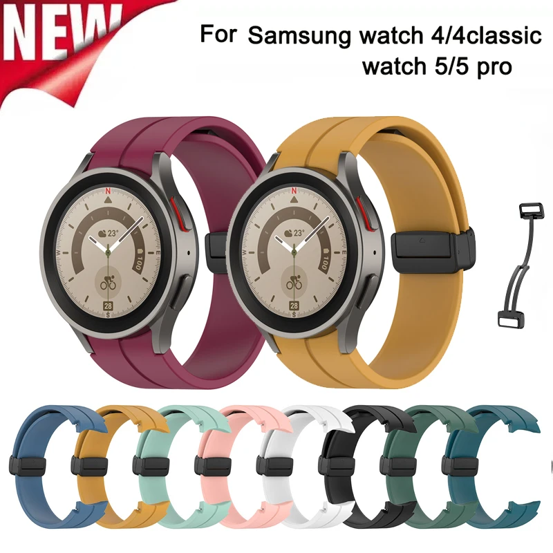 

Silicone Magnetic Buckle Strap For Samsung galaxy watch 4 5 Watch5 Pro watch4 classic 42mm 46mm 40mm 44mm Soft Candy Color Watch