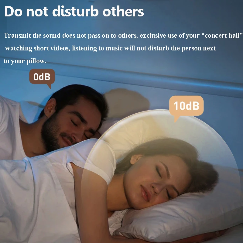 Under Pillow Bone Conduction Bluetooth Speaker White Noise Sleep Aid Soundbar LED Display TF MP3 Music Player Timed Shutdown