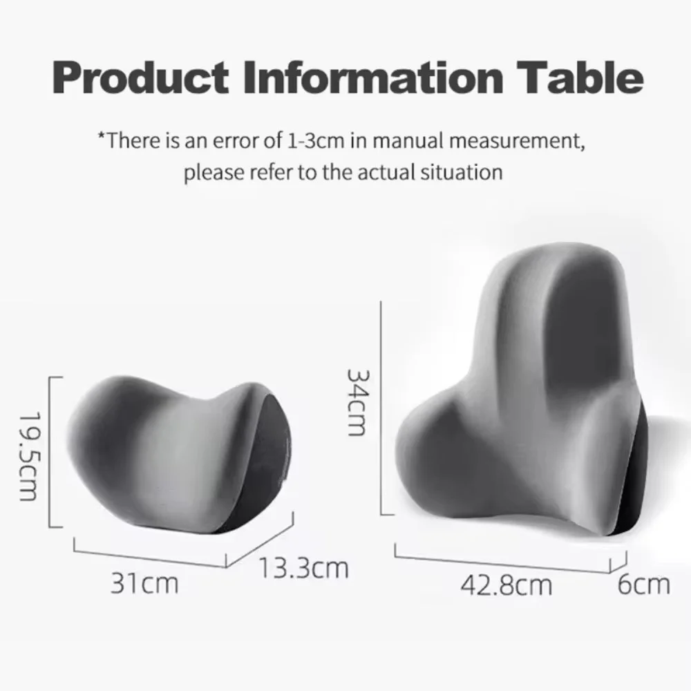 Ergonomic Car Seat Neck and Lumbar Support Cushion - Black Pillow for Enhanced Comfort