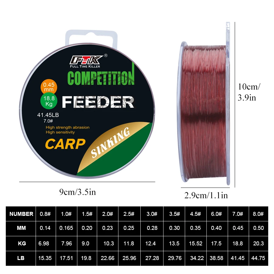 300M Super Strong Carp Fishing Line Wine Red Monofilament Nylon Line Feeder Fishing Accessories 0.14mm-0.50mm 15.35LB-44.75LB 2
