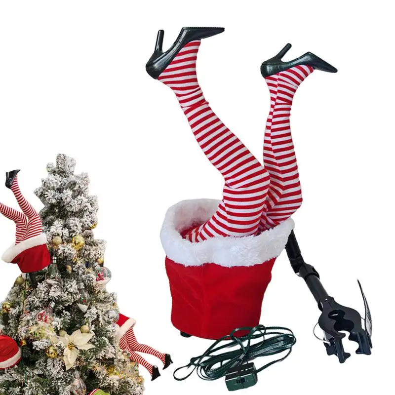 Christmas Elfs Leg Tree Pendant Swinging Elfs Leg Xmas Tree Topper Garland Poseable Plush Christmas Party Home Decor