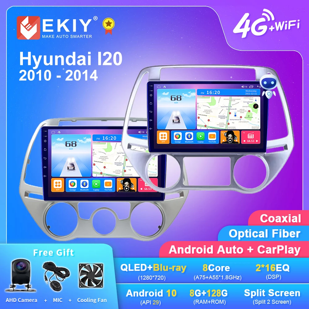 EKIY T7 For Hyundai I20 2010 2012 2013 2014 Android Car Radio QLED DSP 1280*720 Multimedia Video Player GPS Navi Stereo DVD HU