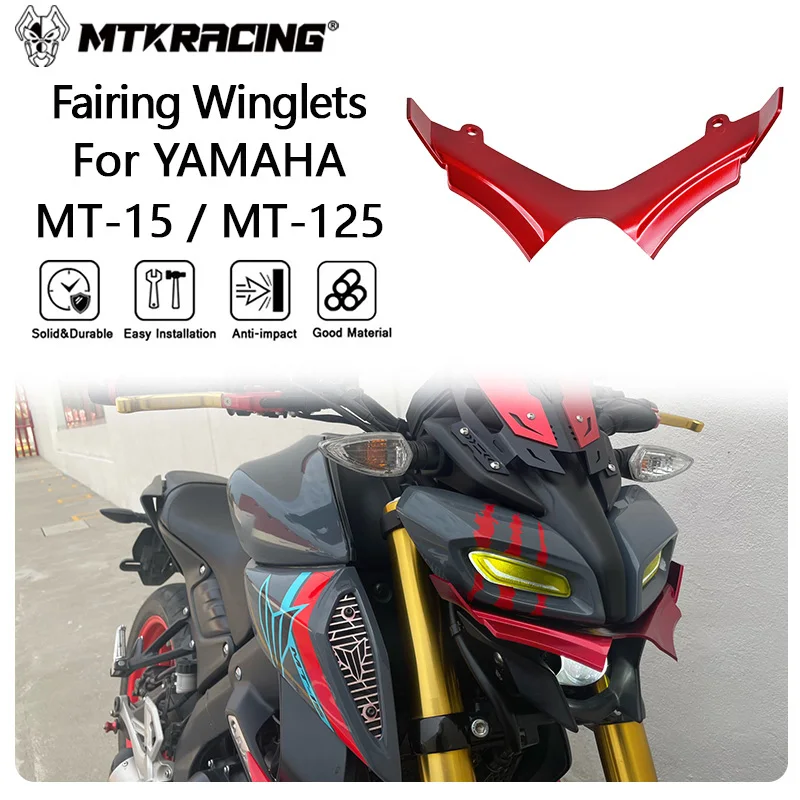 Motorcycle Accessories Motorcycle Fairing Motorcycle Winglet Motorcycle Wing Kit MTKRACING Deflector For YAMAHA MT-15 MT-125-Front Fairing Winglets Aerodynamic Wing Shell Cover Protection Guards Kit