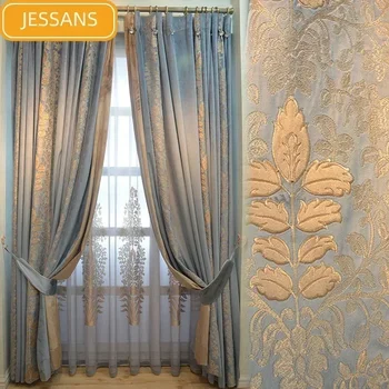2025 luxury Splicing Chenille beautiful American Luxurious French Curtains for Living Room Bedroom Neo-Classical Velvet Curtains 1