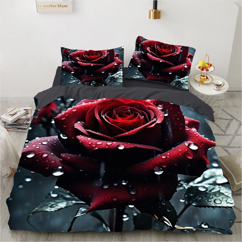 Red Roses Duvet Cover Set Queen Size King Full 3D Bedding Sets Flower Pillowcase Quilt/Comforter Cover sets Linens Bed 140x200
