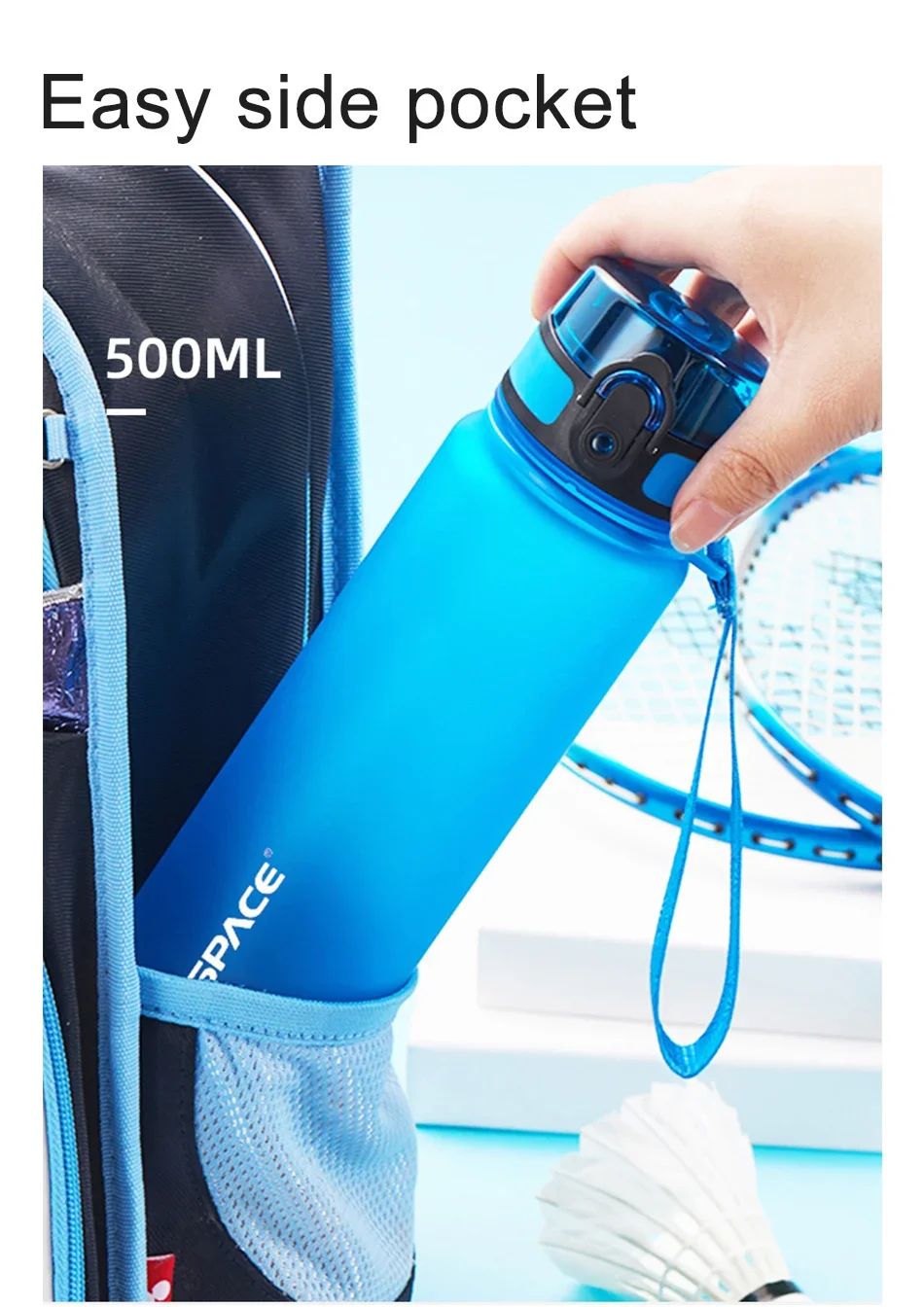 Description Picture 4 of itemHot Sale 500/1000ML Sports Water Bottle Shaker Outdoor Travel Portable Leakproof Drinkware Tritan Plastic Drink Bottle BPA Free