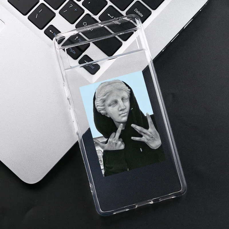 Aesthetic David & Mona Lisa Art Clear Soft TPU Phone Case Cover
