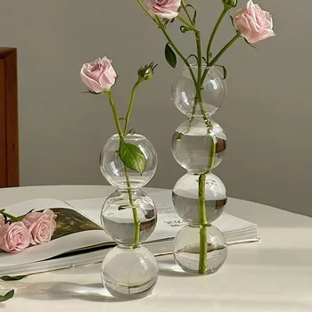 Vaso idroponico a bolle di vetro trasparente Vaso floreale unico in stile carino Vaso globose creativo per centrotavola da tavola di nozze Decorazioni per la casa 1