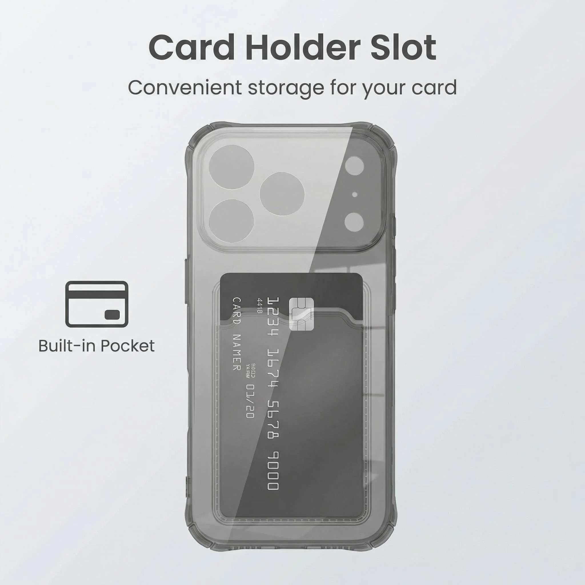 Transparent Card Holder TPU Phone Case with Enhanced Protection