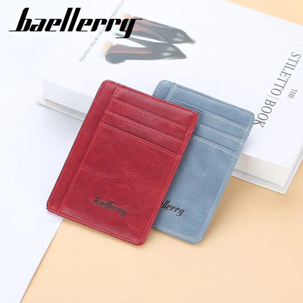 Slim Multi-Functional Wallet Men - Baellerry Pu Leather 8-Slot Card Case + Cash Pocket