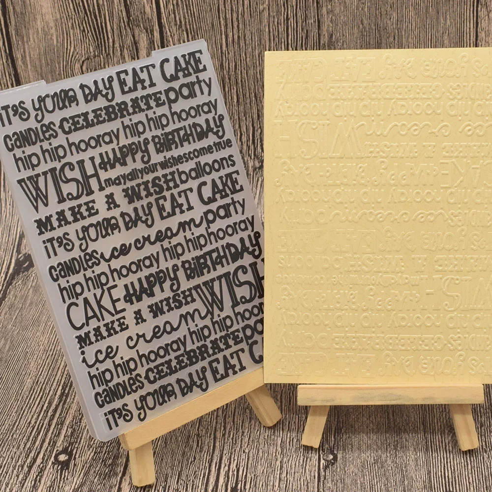 Happy Birthday Stamps Plastic Embossing Folder Template Scrapbooking Photo Album Paper Card Making