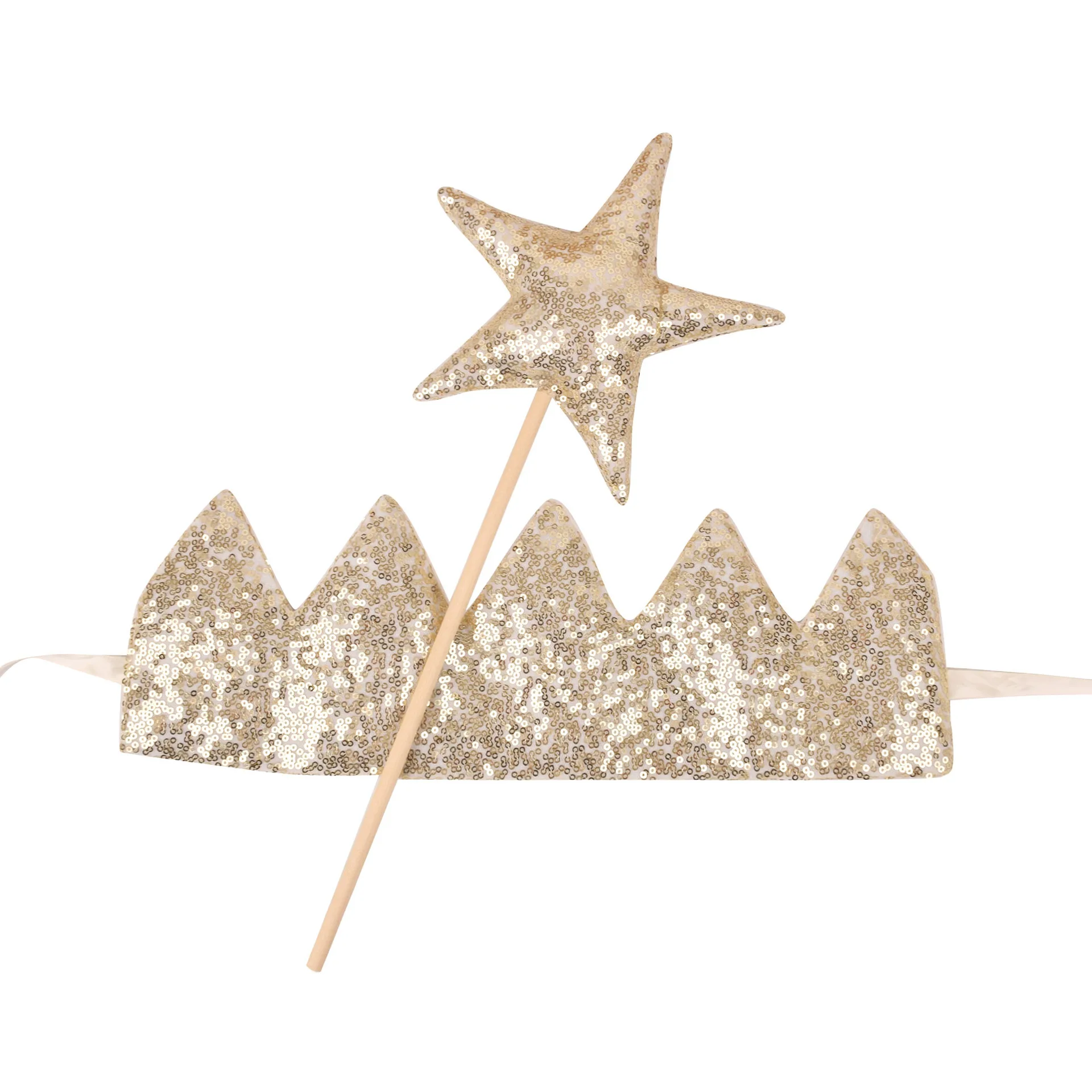 INS Baby Shower Girl Glitter Pink Crown Boy Birthday Party Headwear Stage Performance Headband Star Fairy Stick