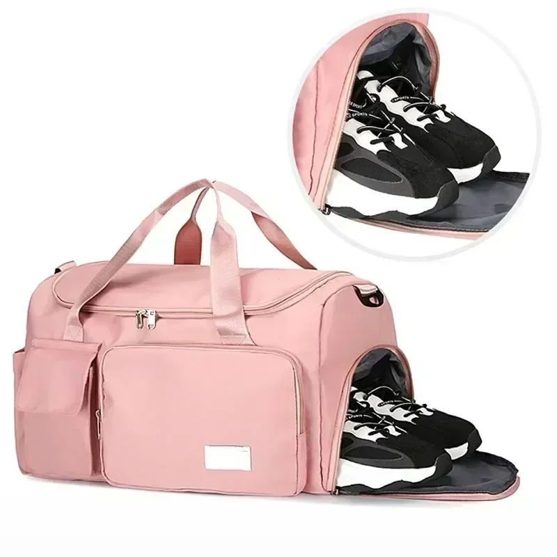 Women Fitness Gym Bags Wet Dry Separate Training Swimming Carry On Travel Luggage Shoulder Bag Weekender Overnight Duffle Bag 4