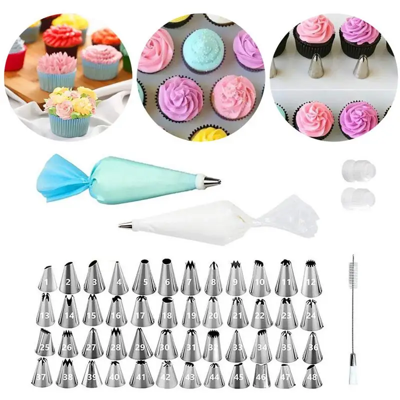 

64 Pieces Cake Decorating Supplies Kit Cake Turntable Set Pastry Tube Fondant Tool Kitchen Dessert Baking Pastry Tip Set
