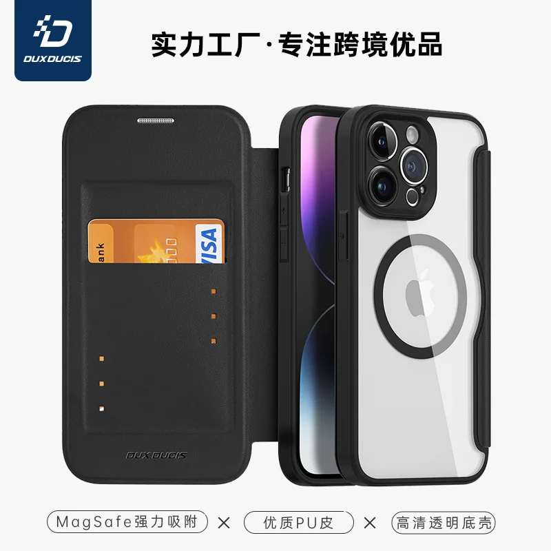 Dux Ducis Pu Leather Phone Cases Card Coque Thin Flip Cover Wallet Phone Case For Apple Iphone 16 15 14 Pro Max Plus