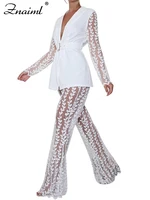 Angelina Mesh Patchwork Sashes Pant Set 2