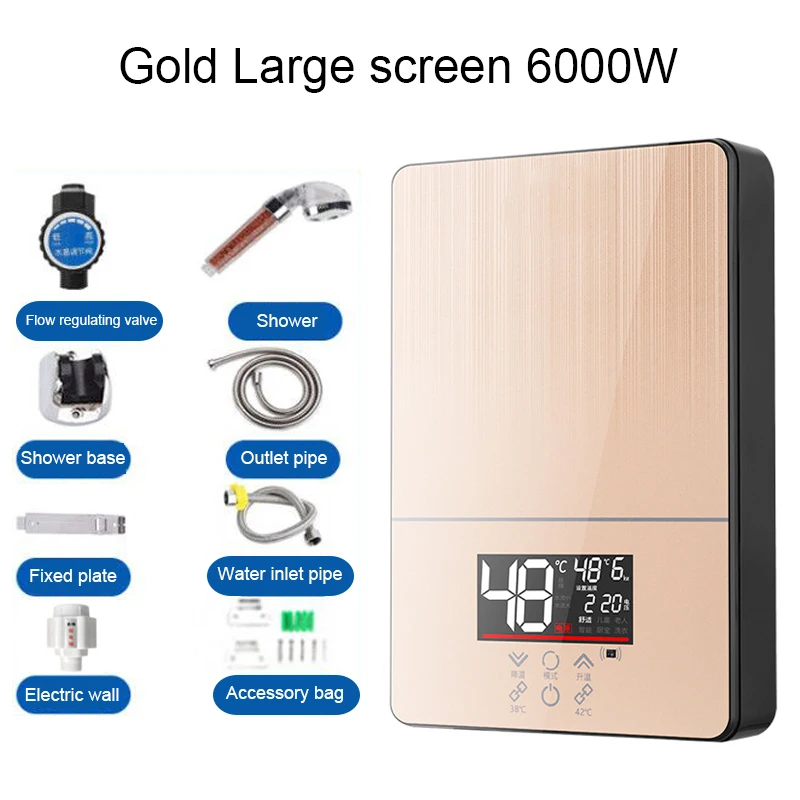 Remote Control 6000W Instant Electric Thermostat Hot Water Heater Smart  Touch Fast Heating Faucet Tap Tankless Bathroom Shower - AliExpress