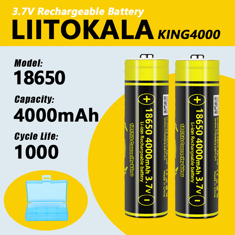  6pcs LiitoKala King4000-JT+box 3.7V 18650 4000mAh 12A Discharging Rechargeable Batteries For Flashlight batteries 
