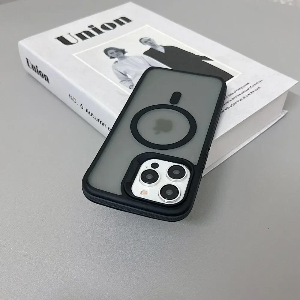Luxury Magnetic Matte Translucent Armor Shockproof Case with Magsafe Wireless Charging Compatibility
