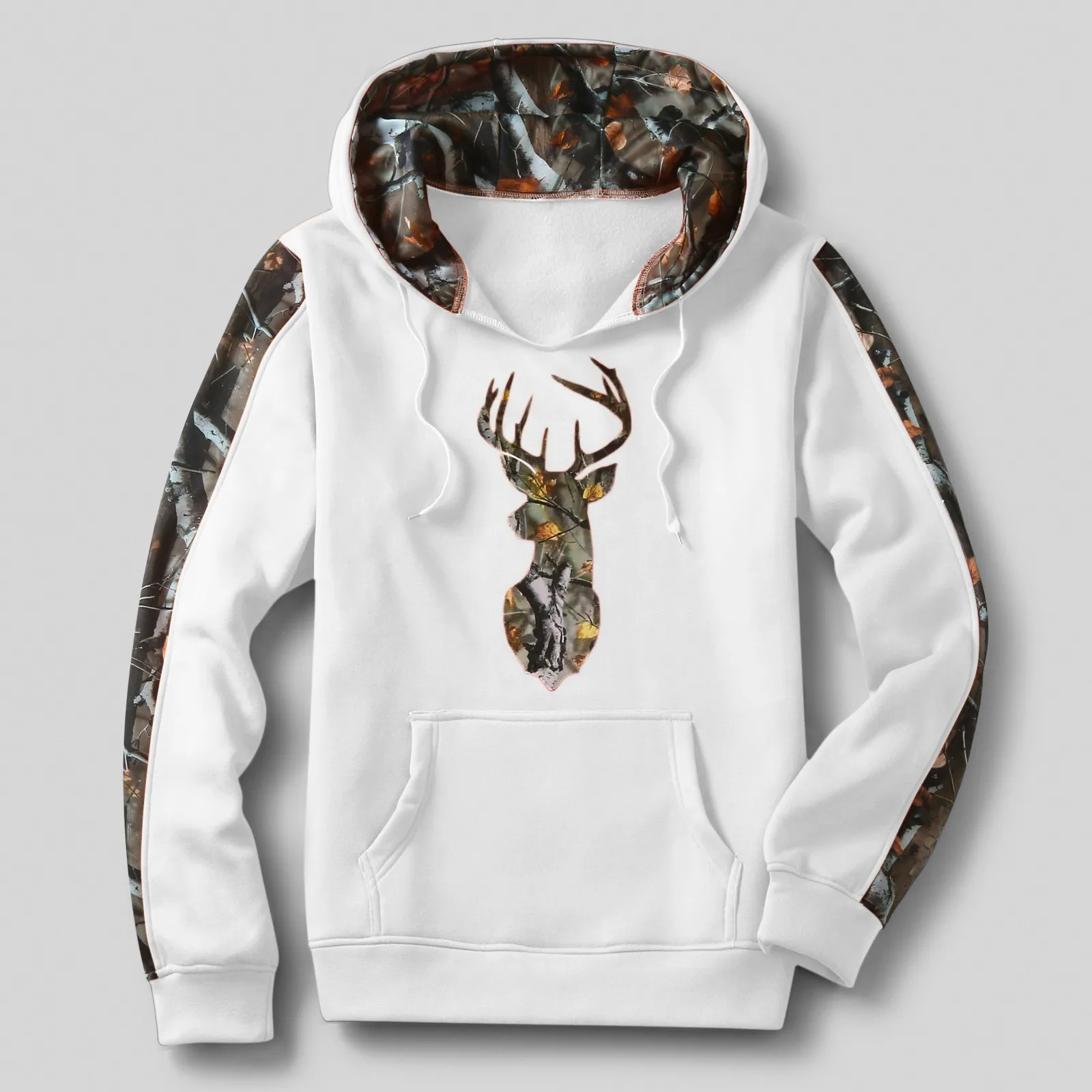 Mens Harajuku Streetwear Hoodie Reindeer Printed Patchwork Hooded Warm Sweatshirt Spring Pockets Sports Jogger Pullovers Male
