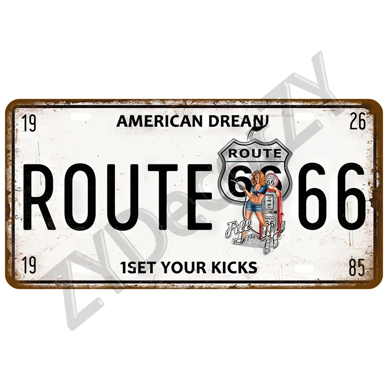 Route 66 Weißblech Platte Garage Auto Retro Metall Zeichen Poster an der Wand Zinn Zeichen Vintage Poster Wohnkultur Kunst Raum dekoration – Detail 23