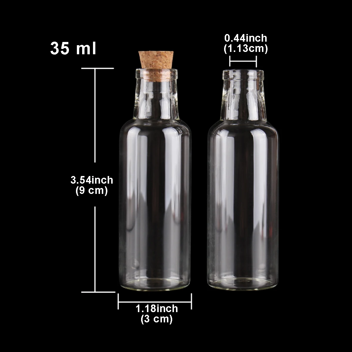 20pcs 35ml size 30*90*11mm Transparent Glass Wishing Bottles with Cork Stopper Empty Spice Jars Vials Christmas Wedding gift 2
