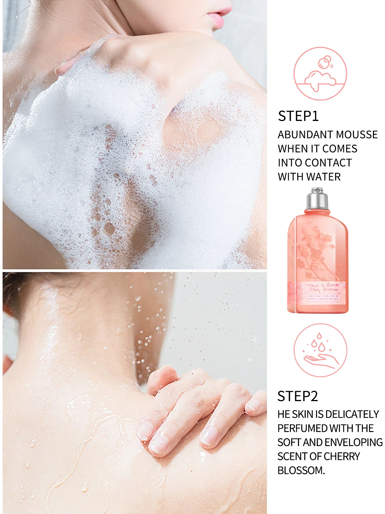 L'Occitane en Provence Cherry Blossom Bath & Shower Gel-8.4 FL.OZ./250ML