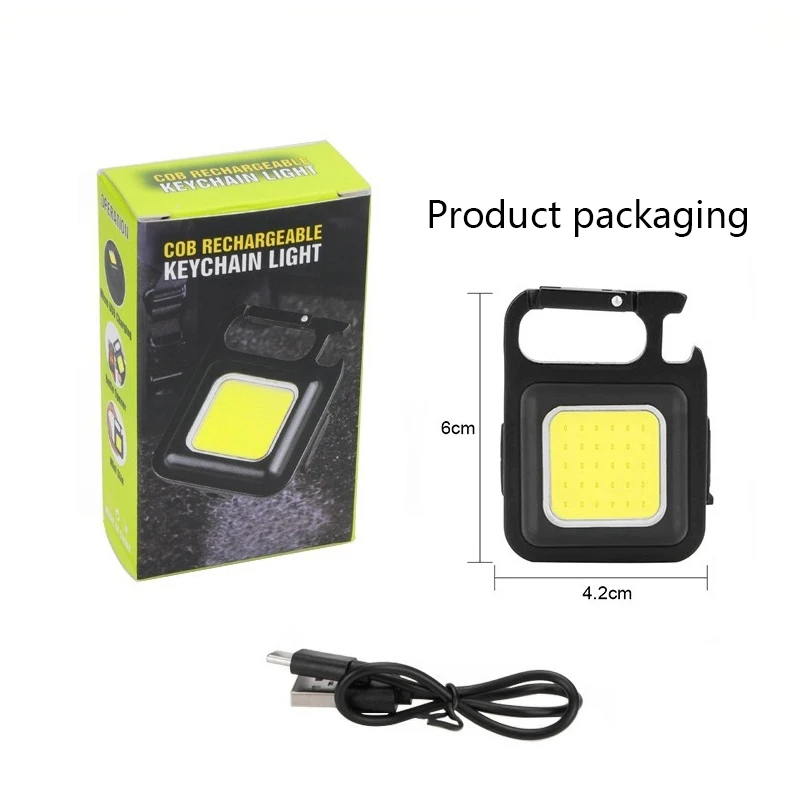 LED Mini Flashlight Super Bright COB LED Keychain Light Outdoor Emergency Camping Pocket Lamp With Tail Magnet Corkscrew