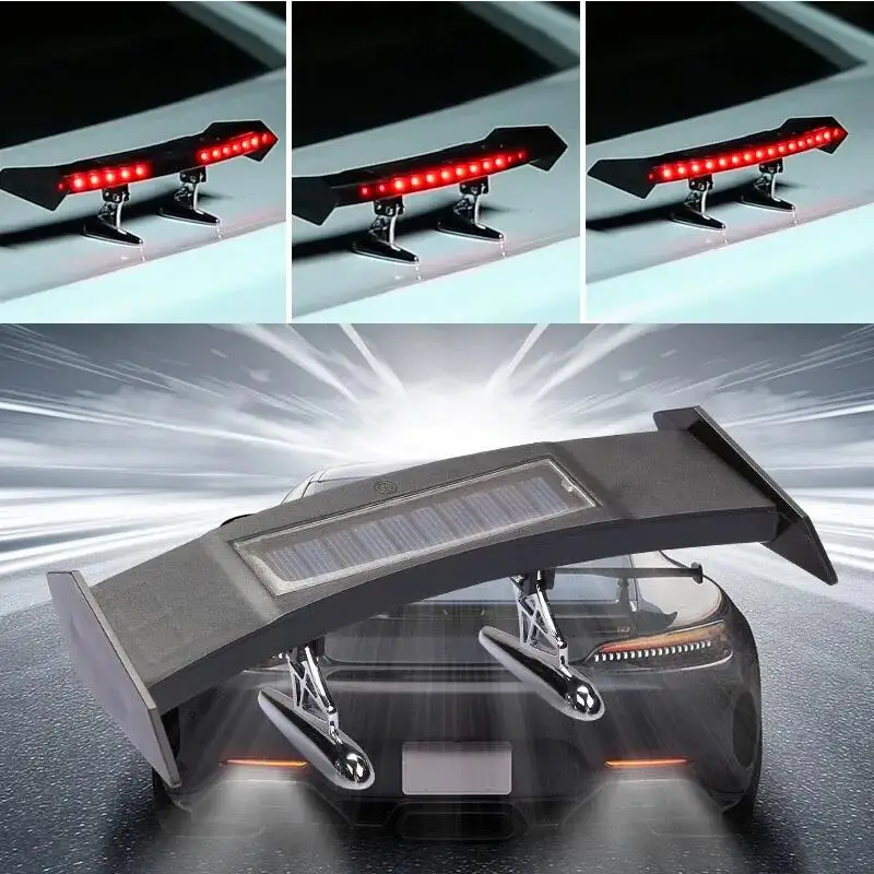 Tcart Solar Powered Car Tail Posteriore Tronco Spoiler Wing Led Lampeggiante Avvertimento Modificato Mini Fanale Posteriore Luce Negli Accessori Del B