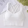 Sexy women Tops back cross strap tank top push up running sports bra breathable soft fitness beauty solid color yoga bra