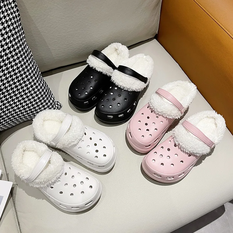 EVA Garden Shoes Female Plush Thick Bottom Increased Winter Outdoor Cotton Slippers Female Sponge Cake Anti-skid Slippers 2