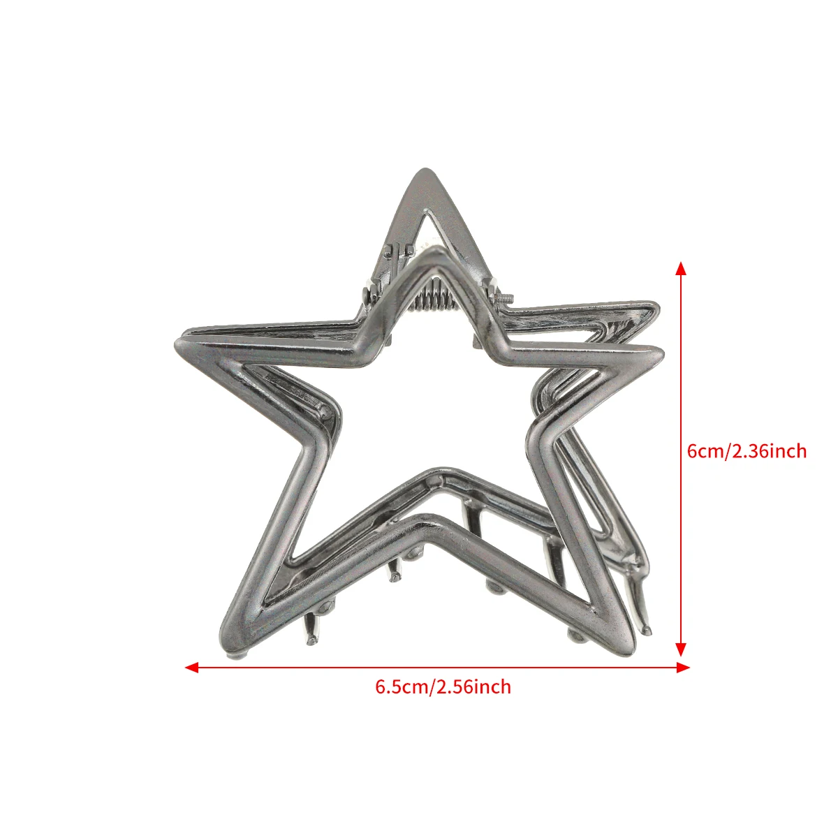 6.5cm Alloy Star Hair Claw Clamp Girls Punk Sliver Ponytail Hair Clip Korean Hair Accessories Headwear Fashion Hair Crab Clips