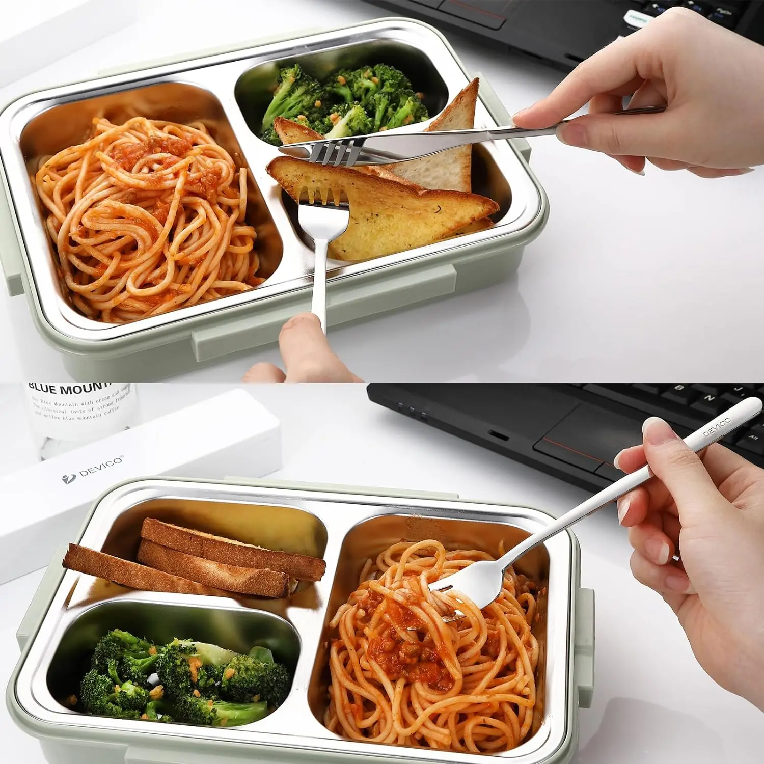 Portable Cutlery Set Stainless Steel Silverware Set with Case for Meal Box Reusable Travel Camping Flatware 4pcs