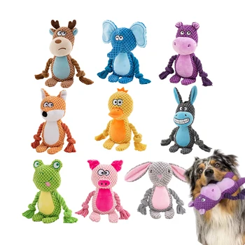 Cute Animal Rope Dog Toy Cute Plush Puppy Chew Pet Squeak Knot Toy Cartoon Rabbit Monkey 1