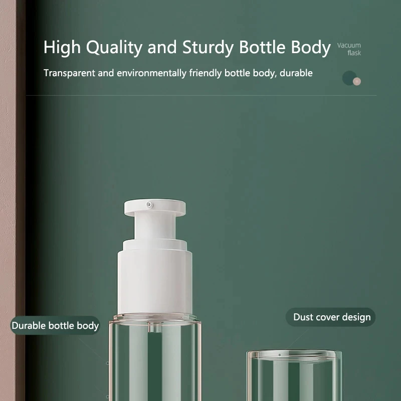 Portablere Empty Lotion / Spray Airless Vacuum Refillable Bottles Woman 15-100ML Travel Bottle Pump Toiletry Cosmetic Container 4